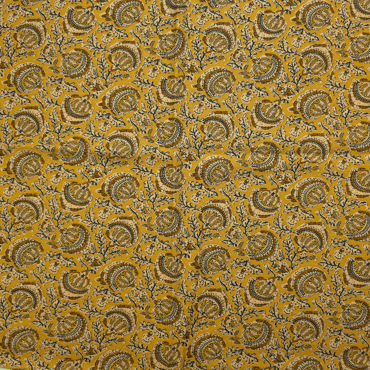 Heritage Paisley Vine Printed Rayon Fabric - Yellow