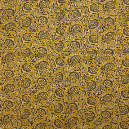 Heritage Paisley Vine Printed Rayon Fabric - Yellow