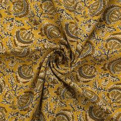 Heritage Paisley Vine Printed Rayon Fabric - Yellow