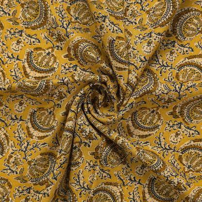 Heritage Paisley Vine Printed Rayon Fabric - Yellow