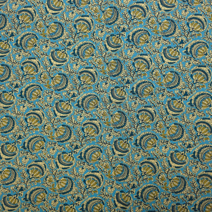 Heritage Paisley Vine Printed Rayon Fabric - Sky Blue