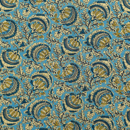Heritage Paisley Vine Printed Rayon Fabric - Sky Blue