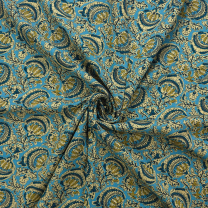 Heritage Paisley Vine Printed Rayon Fabric - Sky Blue