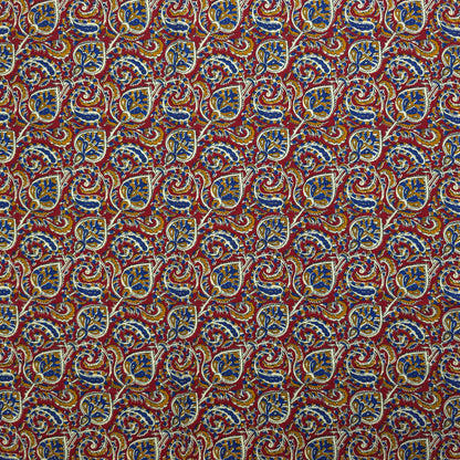 Intricate Floral Paisley Swirl Printed Rayon Fabric - Red