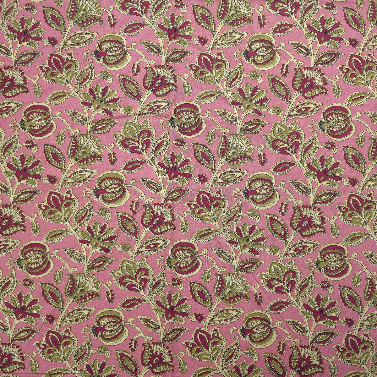 Heritage Paisley Botanical Printed Rayon Fabric - Pink
