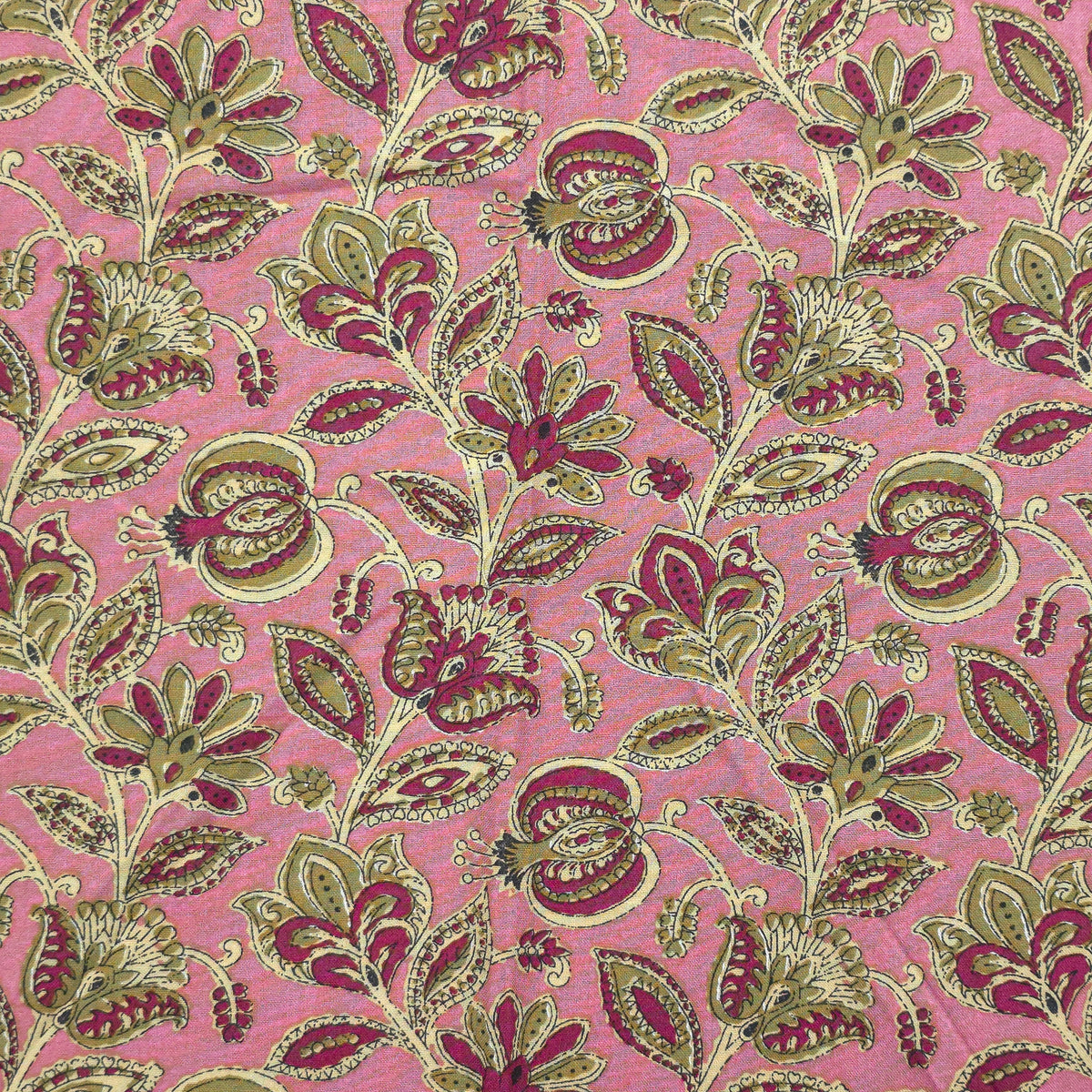 Heritage Paisley Botanical Printed Rayon Fabric - Pink