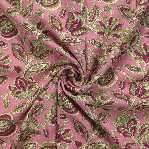Heritage Paisley Botanical Printed Rayon Fabric - Pink