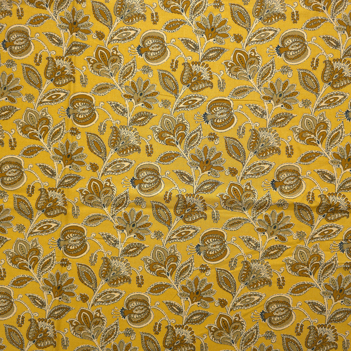 Heritage Paisley Botanical Printed Rayon Fabric - Yellow