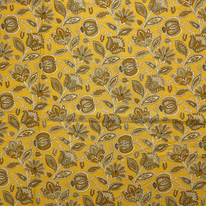 Heritage Paisley Botanical Printed Rayon Fabric - Yellow