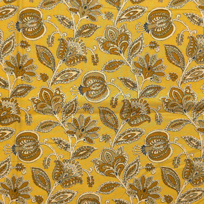 Heritage Paisley Botanical Printed Rayon Fabric - Yellow