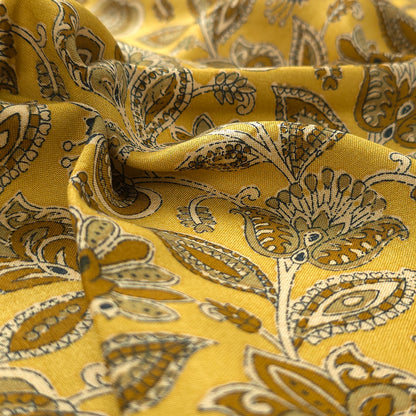 Heritage Paisley Botanical Printed Rayon Fabric - Yellow