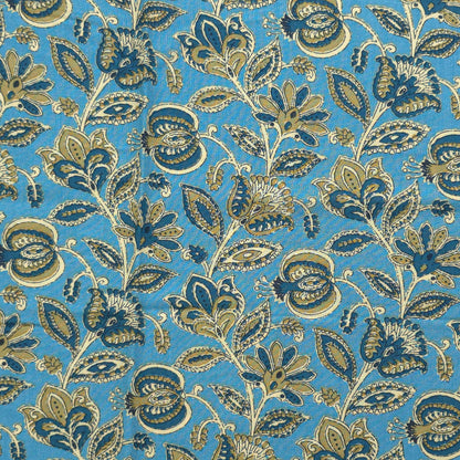 Heritage Paisley Botanical Printed Rayon Fabric - Sky Blue