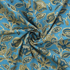 Heritage Paisley Botanical Printed Rayon Fabric - Sky Blue
