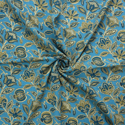 Heritage Paisley Botanical Printed Rayon Fabric - Sky Blue