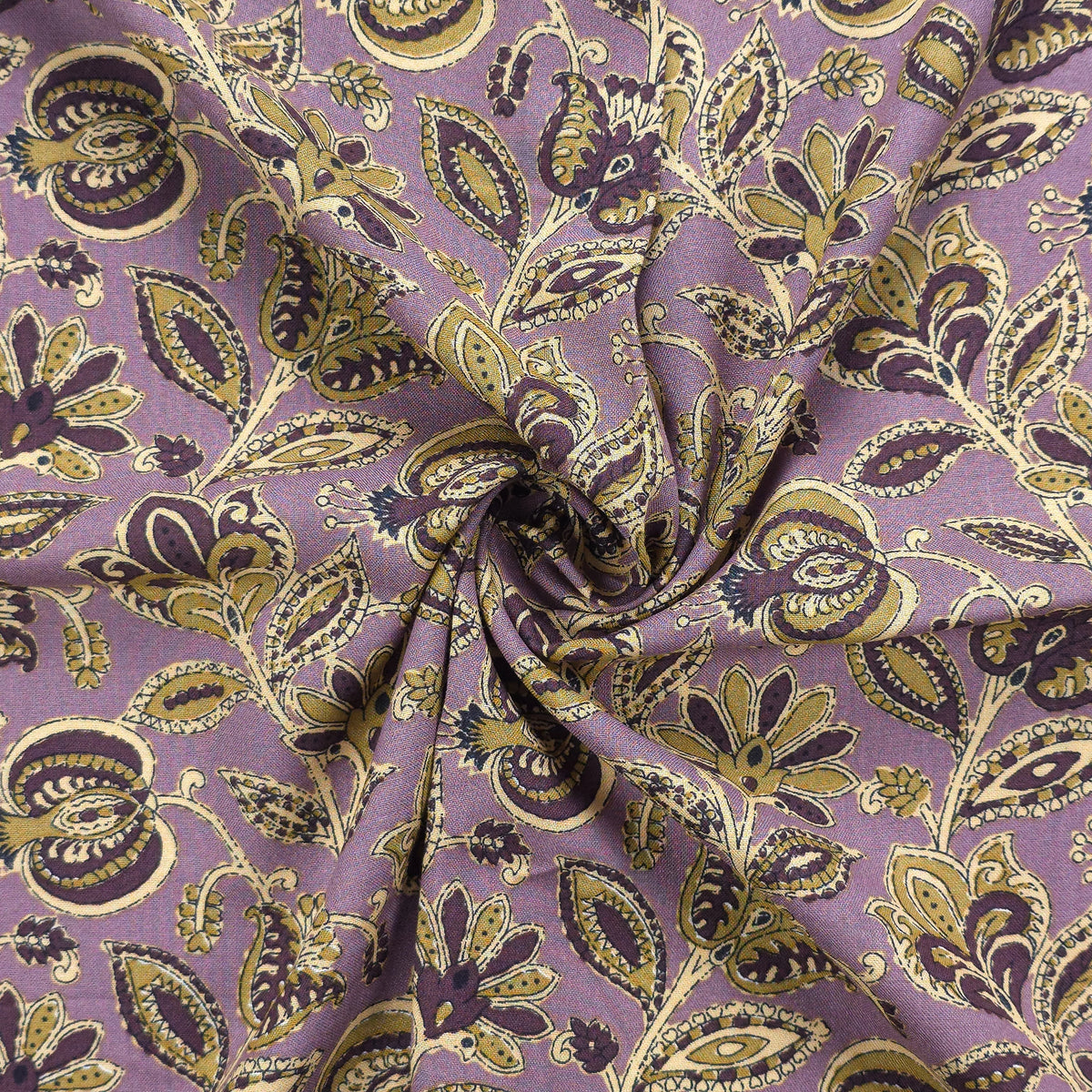 Heritage Paisley Botanical Printed Rayon Fabric - Dusty Mauve