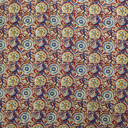 Intricate Floral Medallion Botanical Printed Rayon Fabric - Red