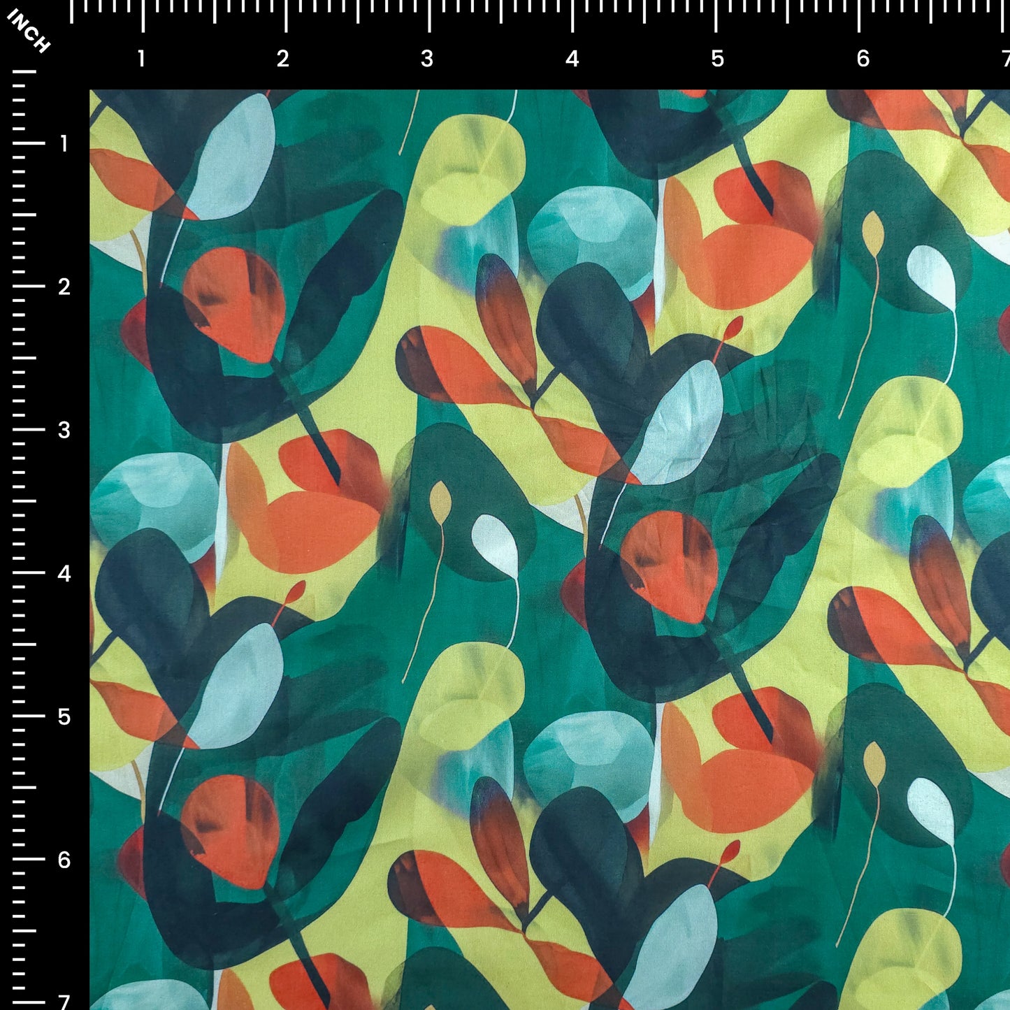 Modern Overlapping Leaf Printed Cambric Fabric