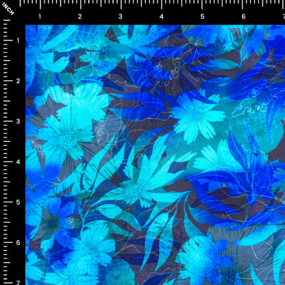 Midnight Bloom Floral Printed Rayon Fabric
