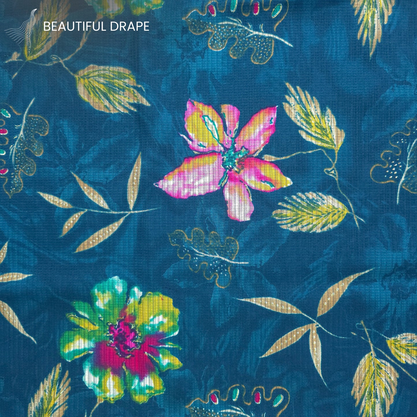 Floral Elegance Foil Printed Berlin Viscose Fabric