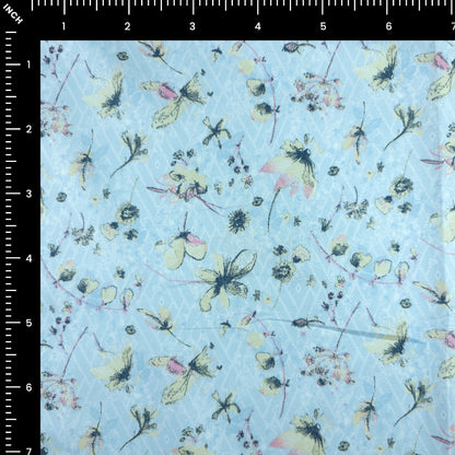 Delicate Meadow Floral Printed Satin Fabric