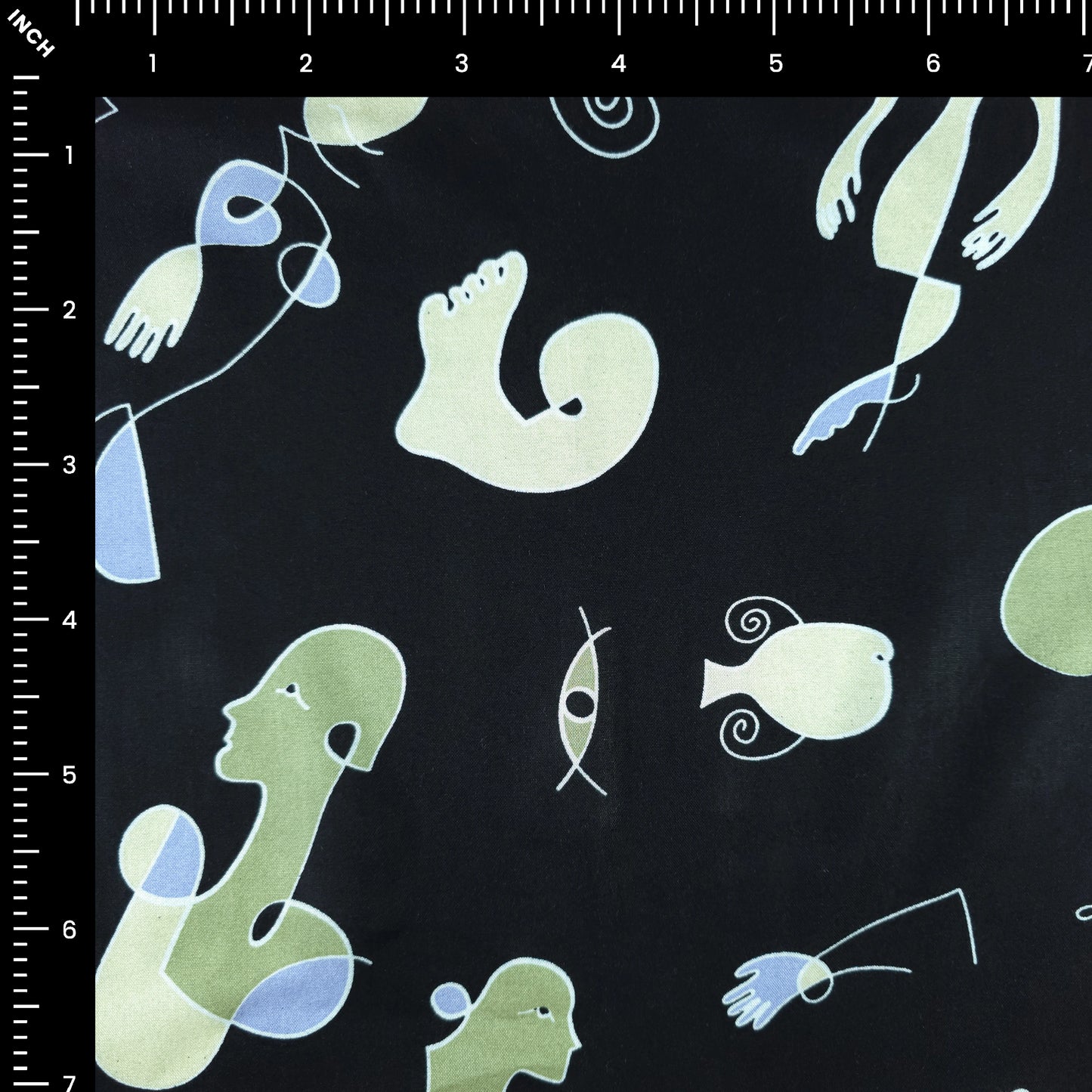 Modern Abstract Figurative Printed Rayon Fabric