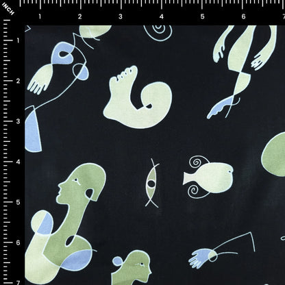 Modern Abstract Figurative Printed Rayon Fabric
