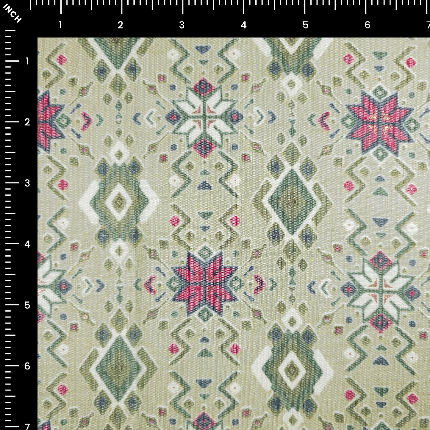 Ethnic Geometric Foil Printed Rayon Fabric