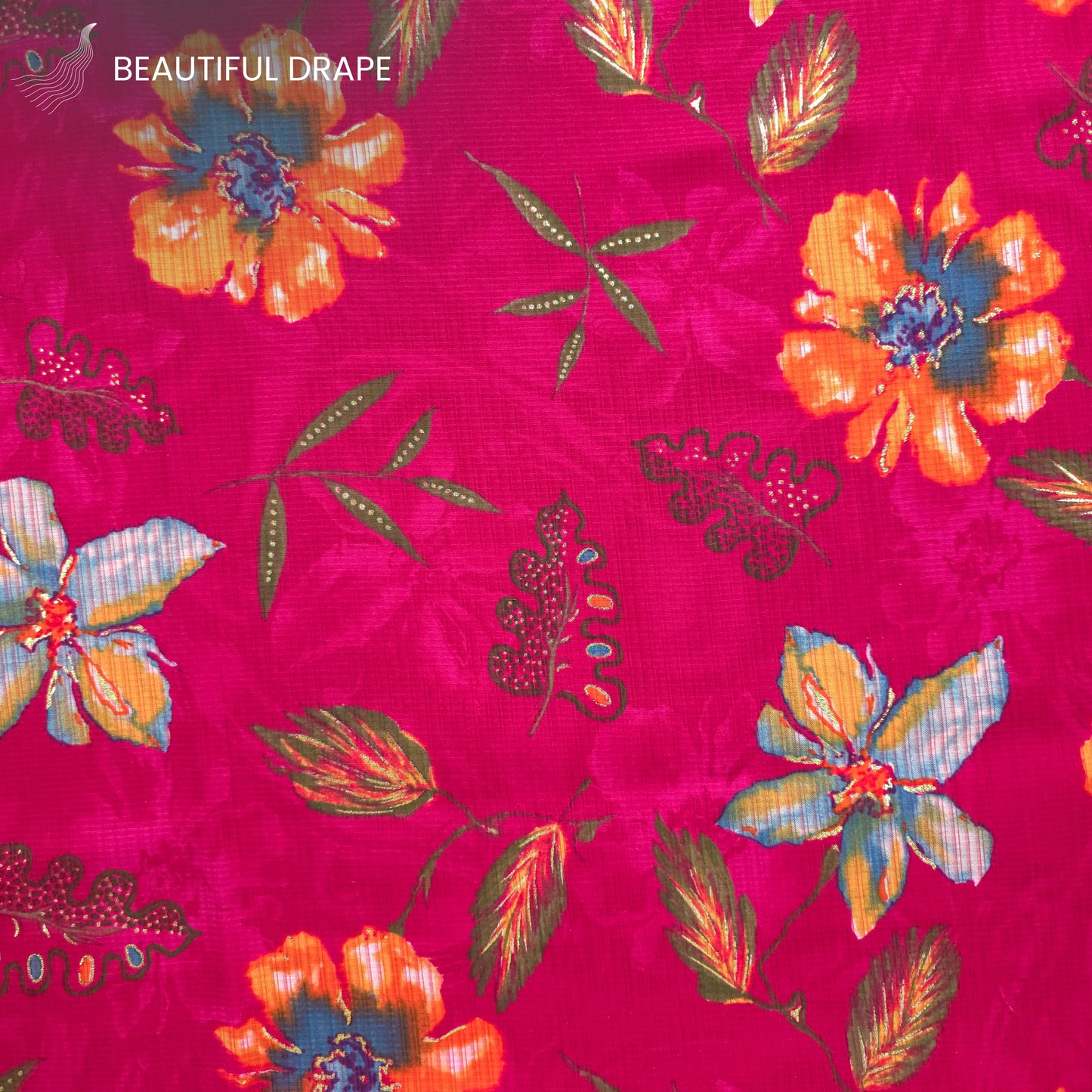 Floral Elegance Foil Printed Berlin Viscose Fabric