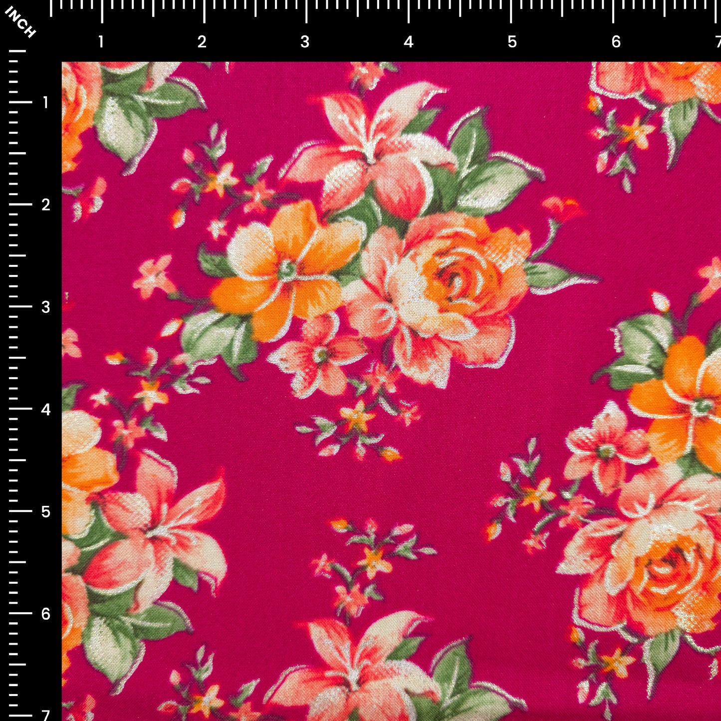Floral Charm Foil Printed Rayon Fabric