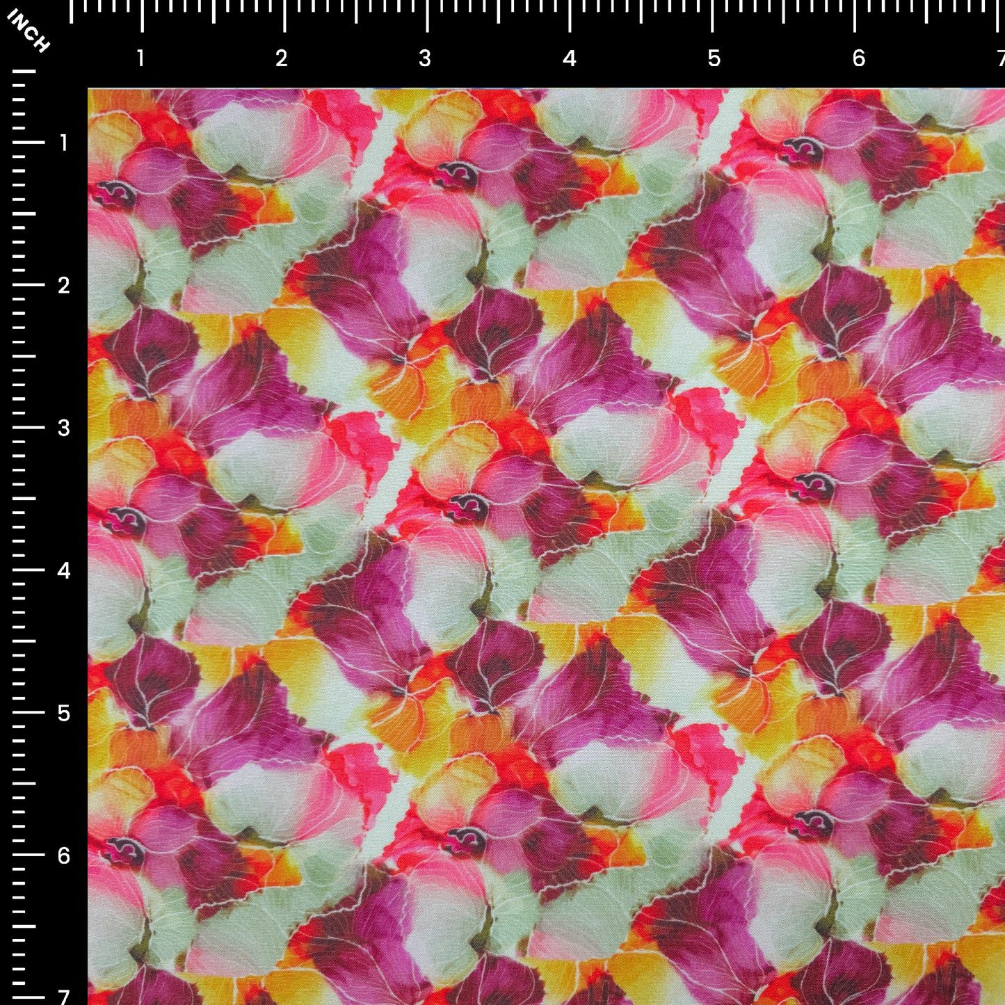 Vibrant Watercolor Floral Printed Muslin Fabric