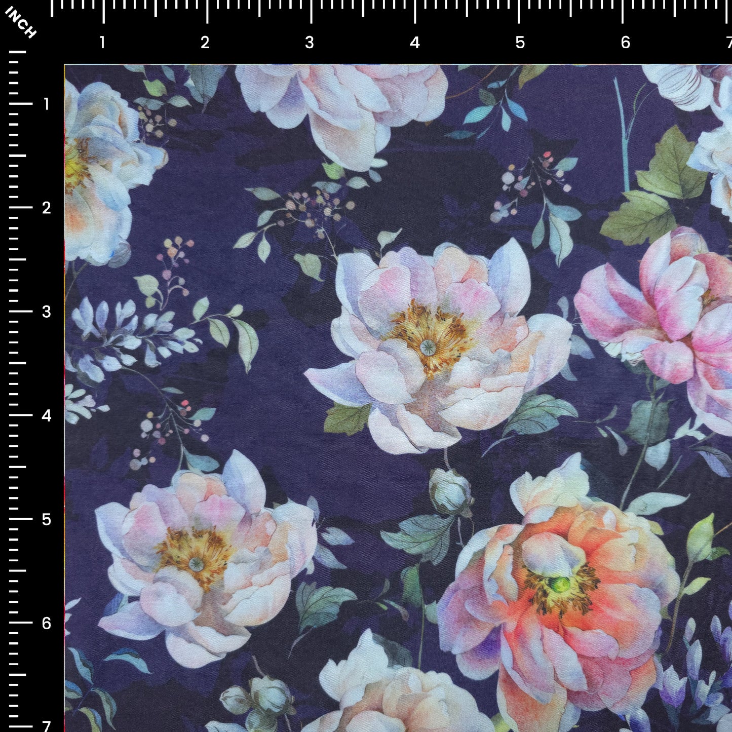 Elegant Blossom Garden Printed Muslin Fabric