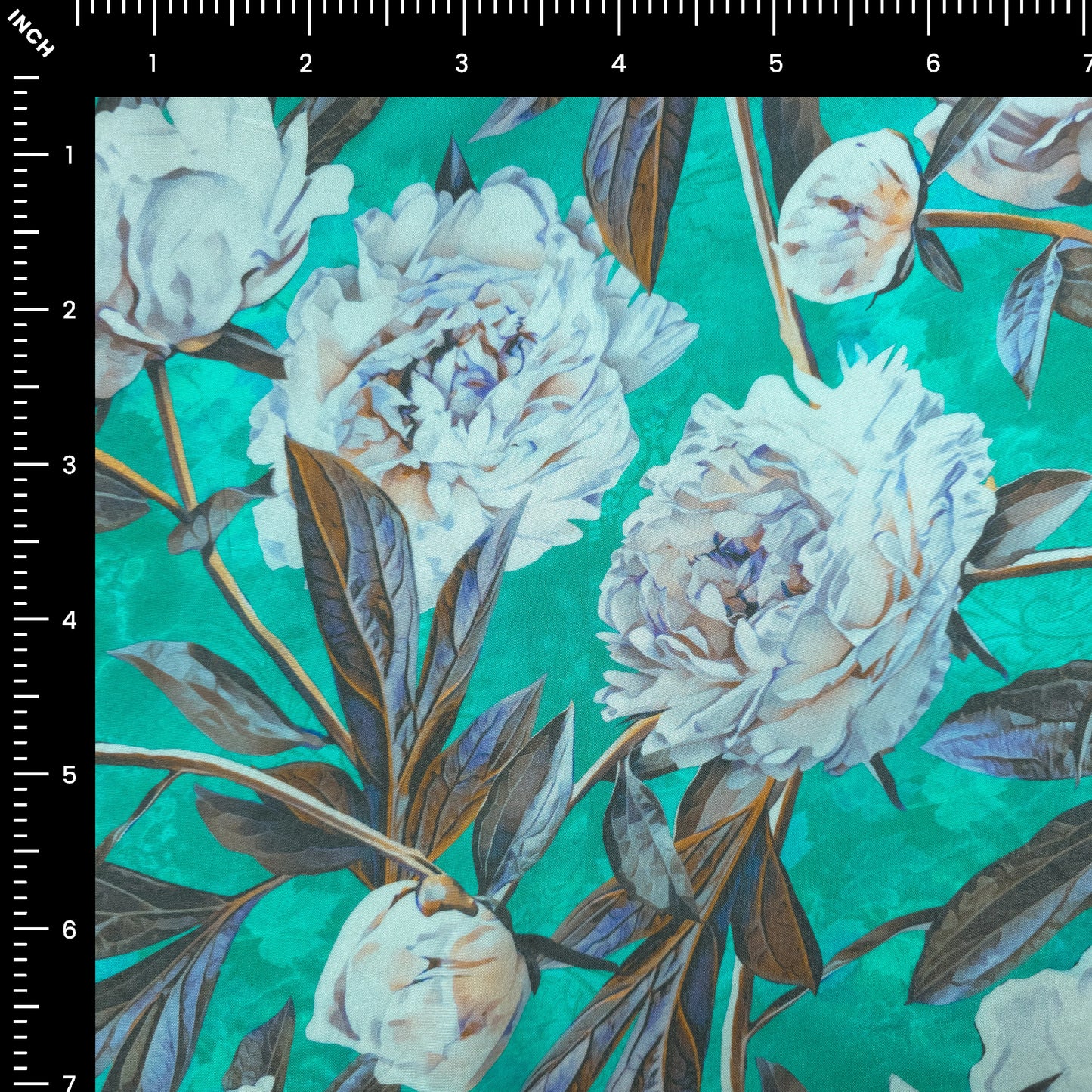 Graceful Peony Vine Printed Muslin Fabric