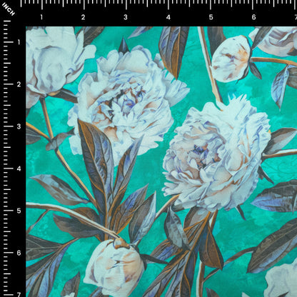Graceful Peony Vine Printed Muslin Fabric