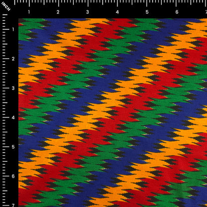 Vibrant Dhaka Pattern Printed Poplin Fabric