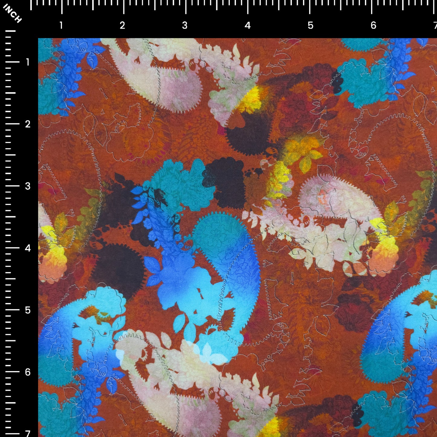 Autumn Garden Abstract Printed Rayon Fabric