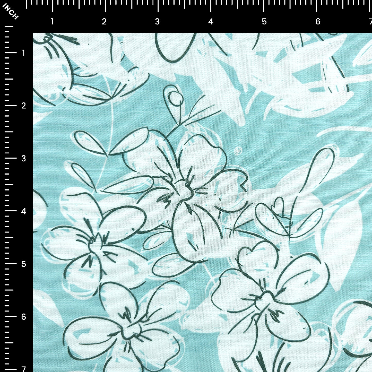 Elegant Blossom Sketch Cotton Slub Fabric