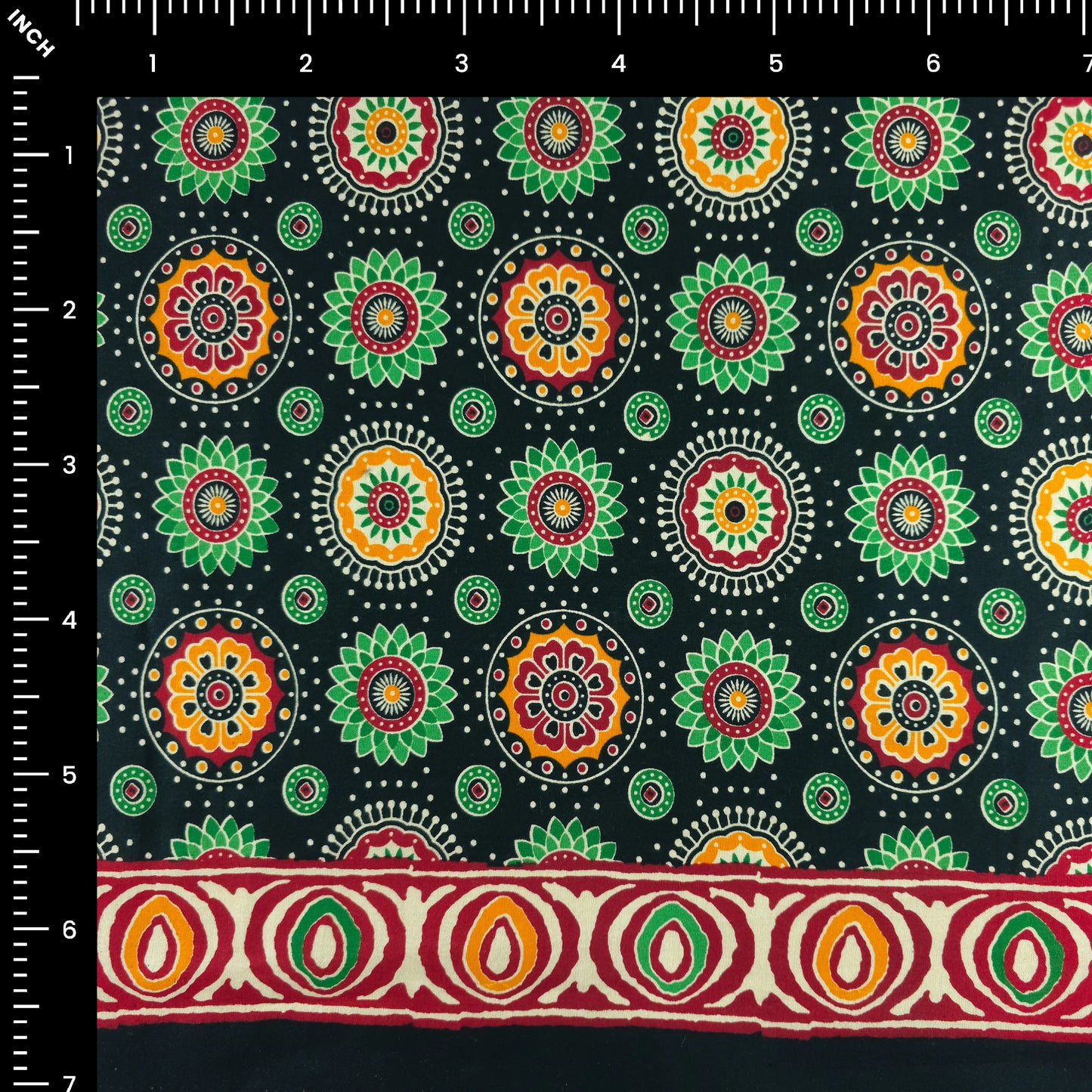 Jaipuri Floral Medallion Printed Poplin Fabric with Border