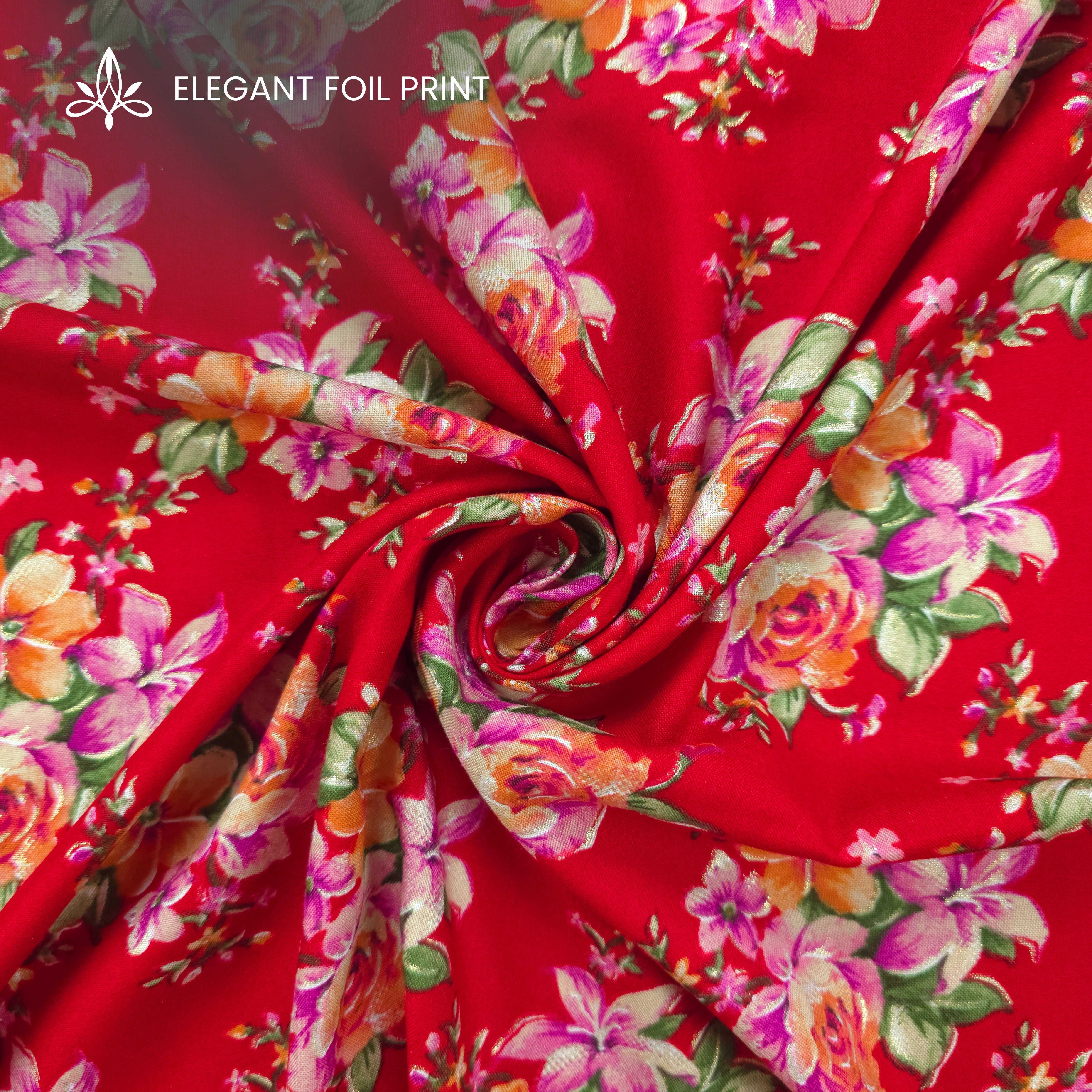 Floral Charm Foil Printed Rayon Fabric