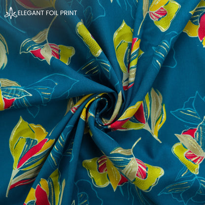 Royal Bloom Foil Printed Rayon Fabric