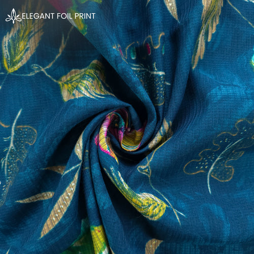 Floral Elegance Foil Printed Berlin Viscose Fabric