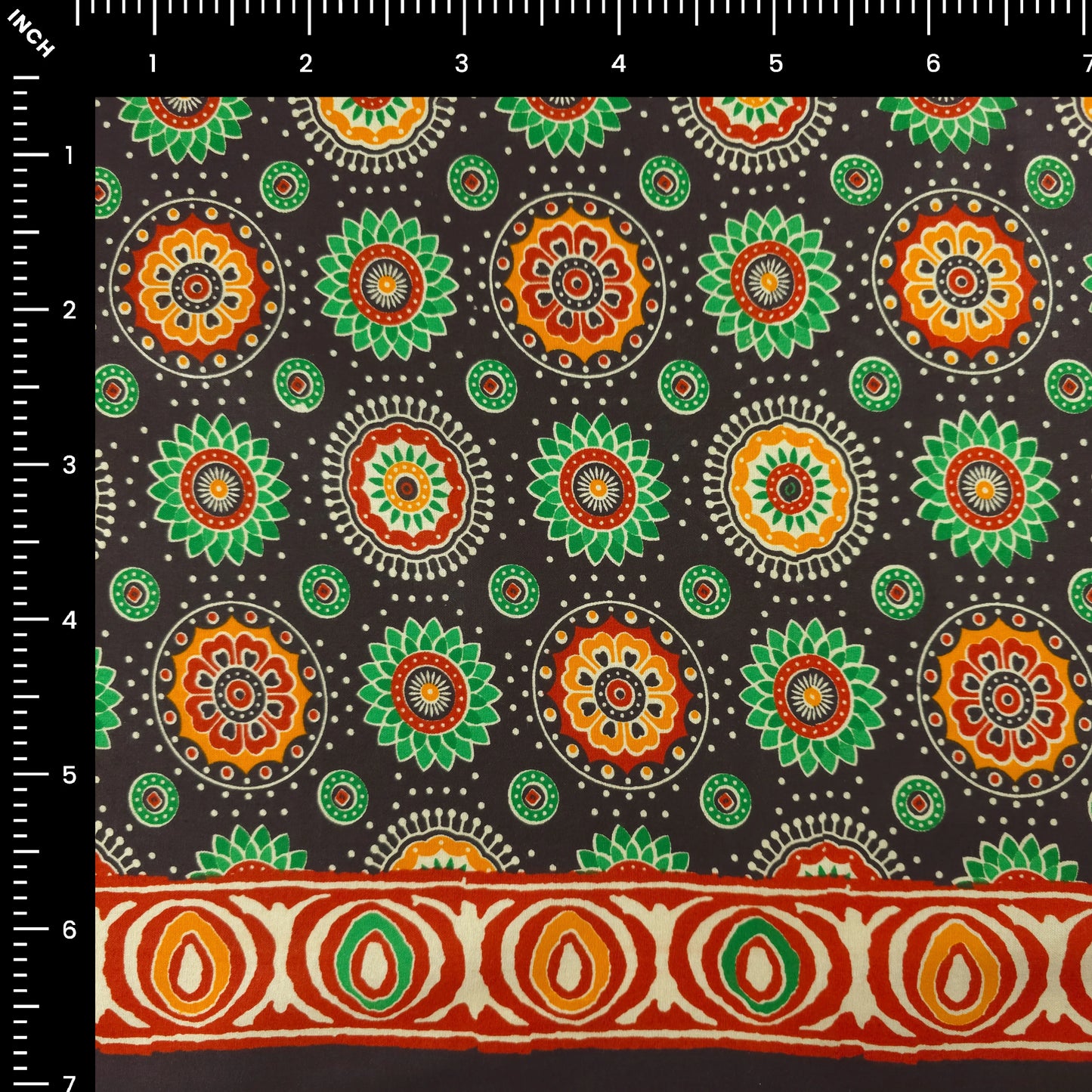 Jaipuri Floral Medallion Printed Poplin Fabric with Border