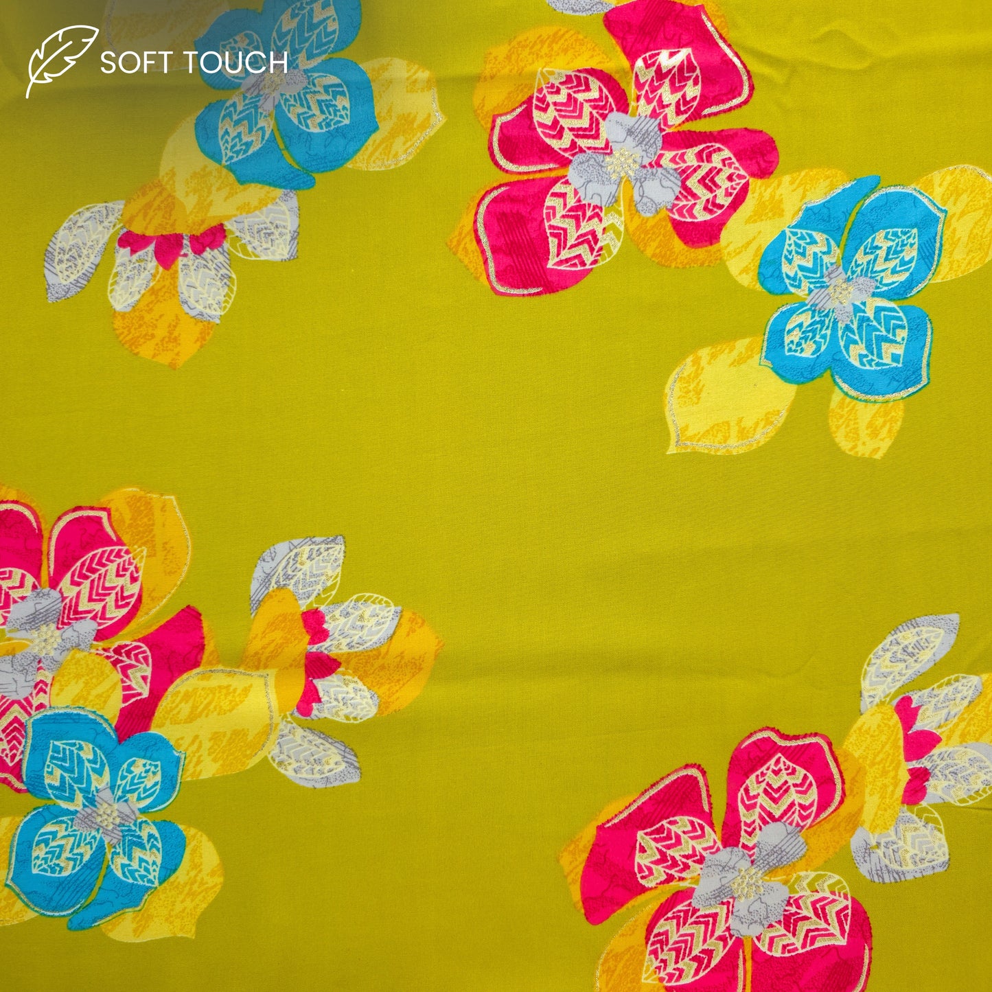 Regal Blossom Foil Printed Rayon Fabric