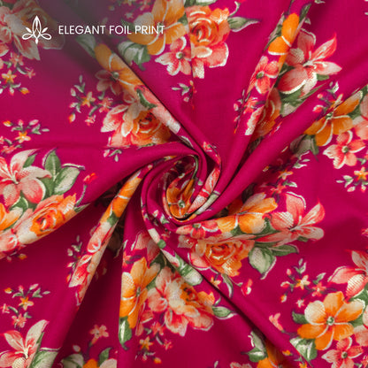 Floral Charm Foil Printed Rayon Fabric