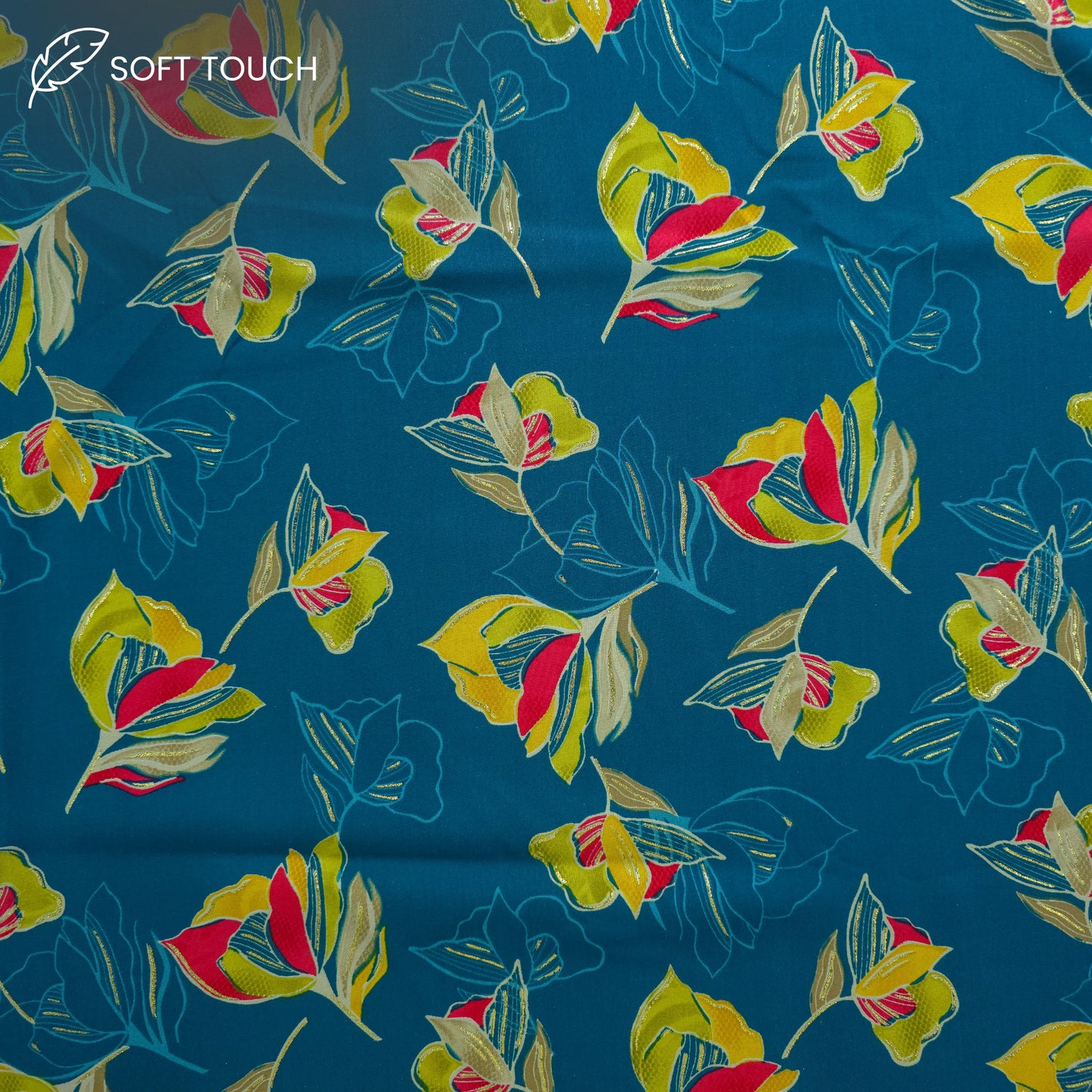 Royal Bloom Foil Printed Rayon Fabric