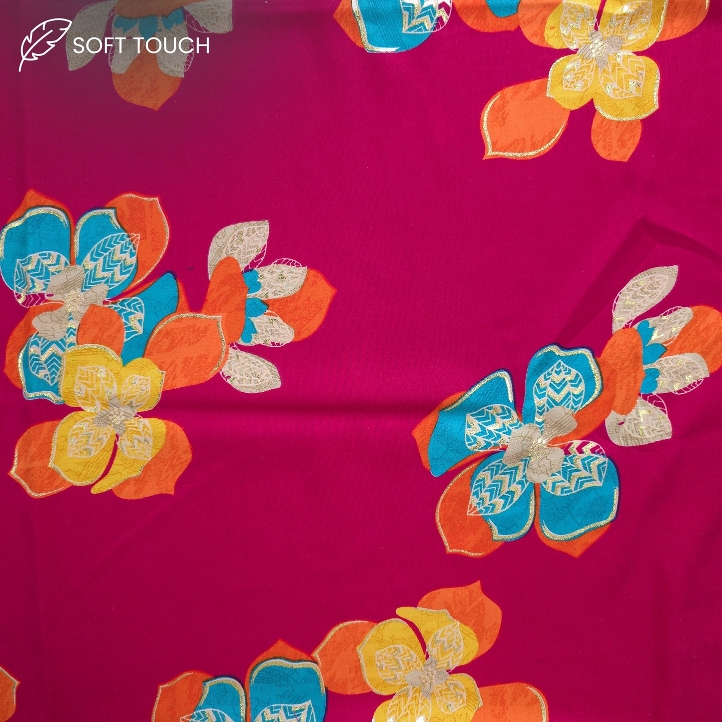 Regal Blossom Foil Printed Rayon Fabric