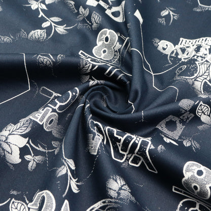 Nautical Printed Twill Fabric – Premium Navy Blue Twill