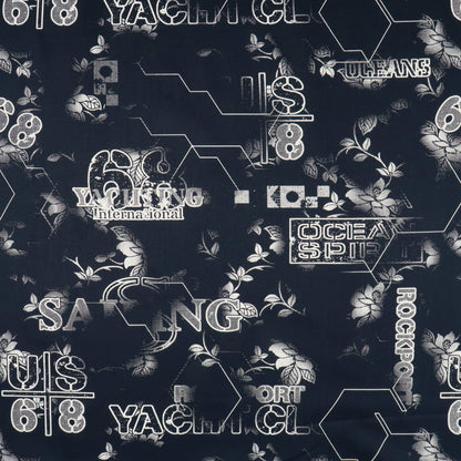 Nautical Printed Twill Fabric – Premium Navy Blue Twill