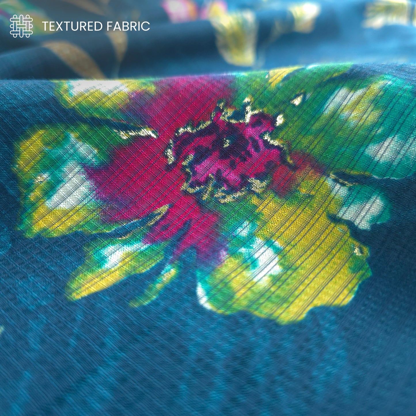 Floral Elegance Foil Printed Berlin Viscose Fabric