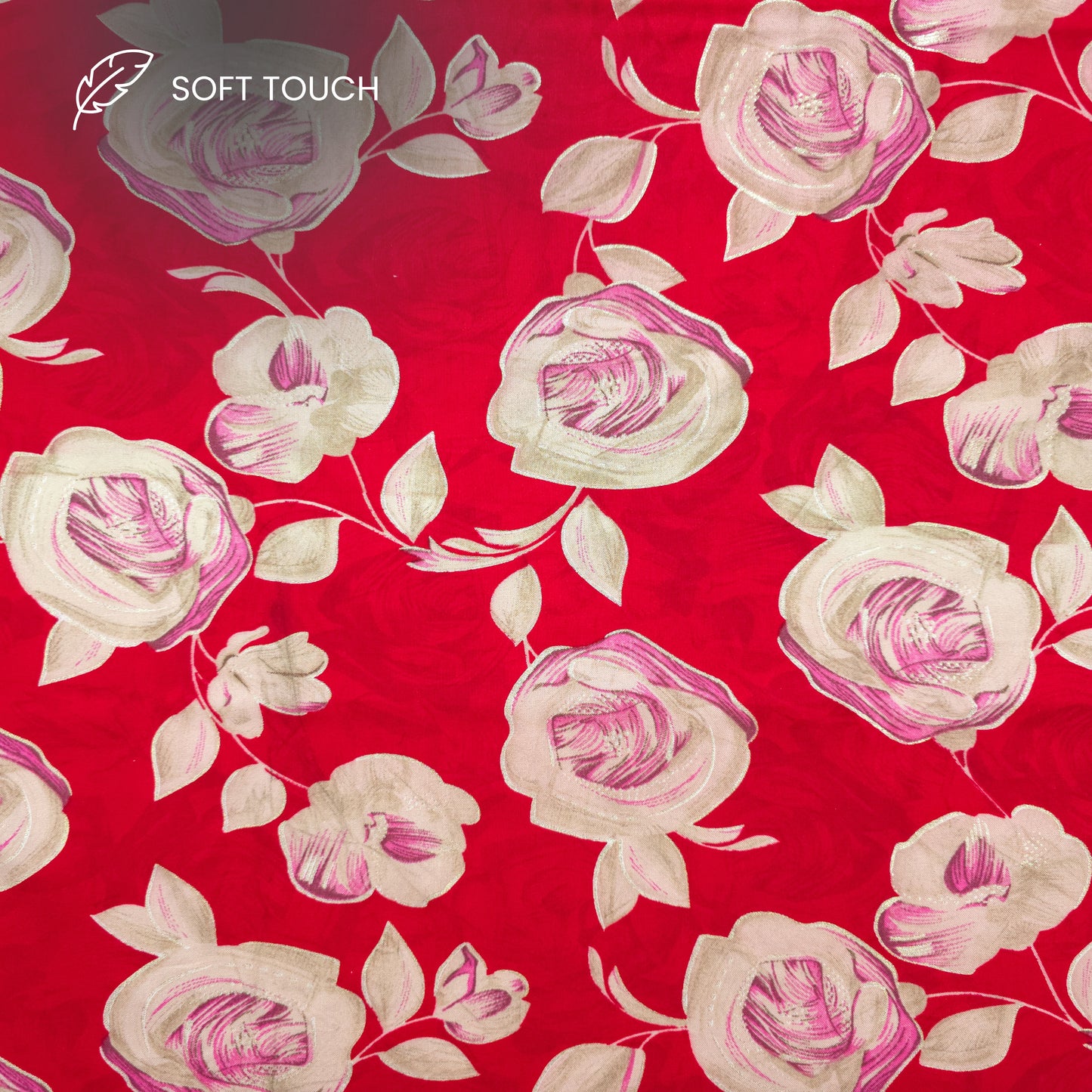 Rosewood Bloom Foil Printed Rayon Fabric