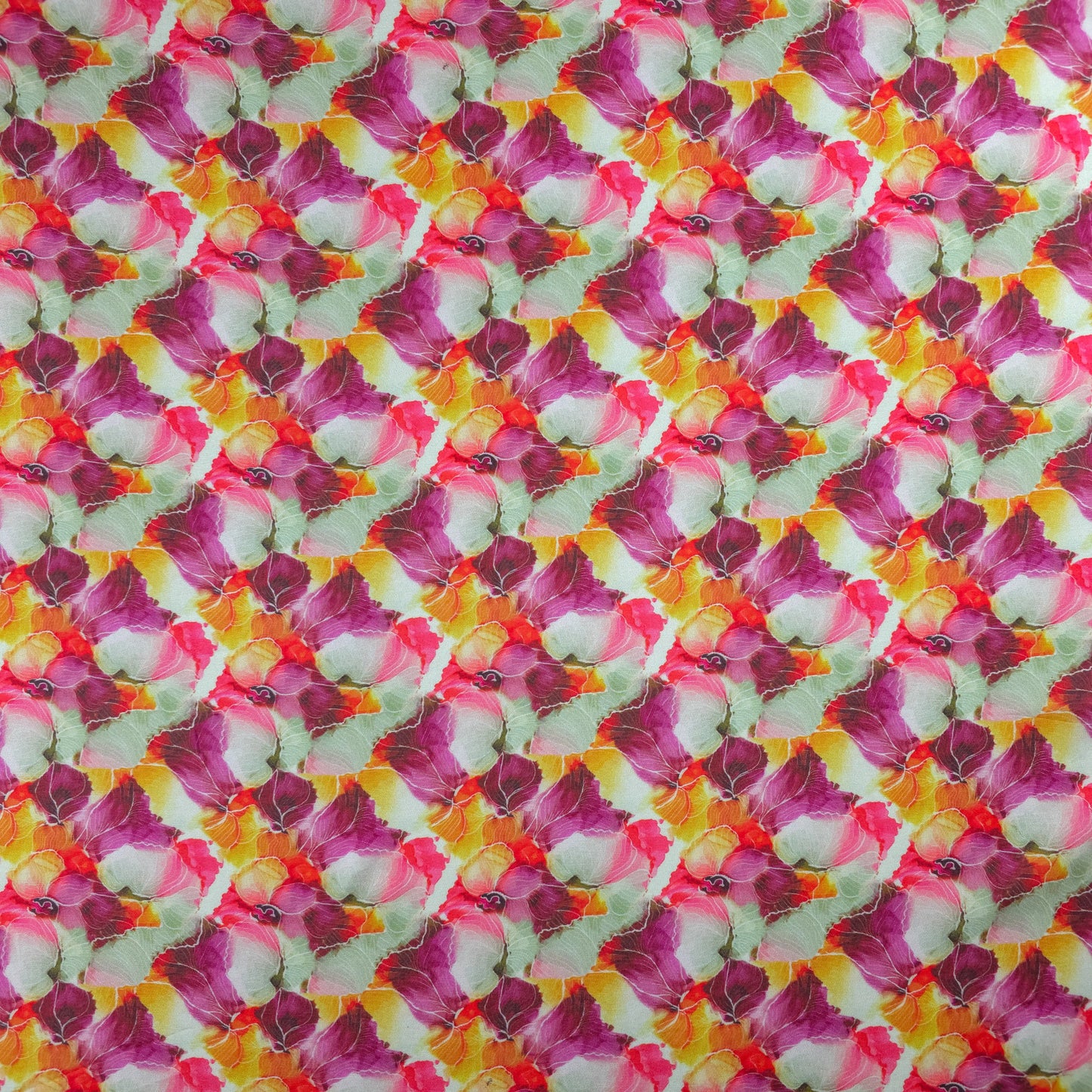 Vibrant Watercolor Floral Printed Muslin Fabric